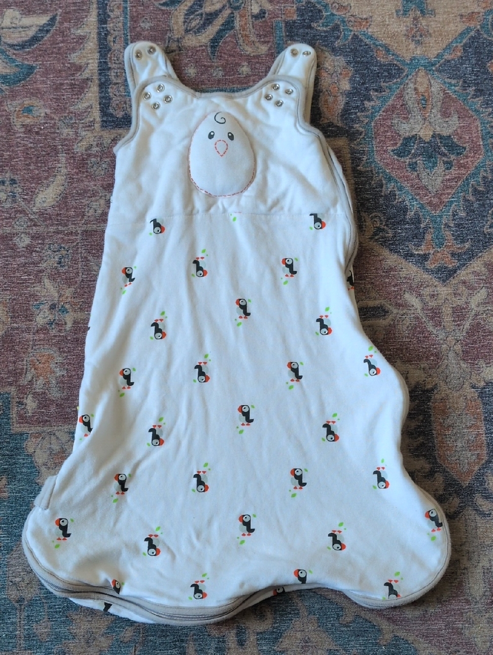 Nested bean Sleep Sack with Puffin Print